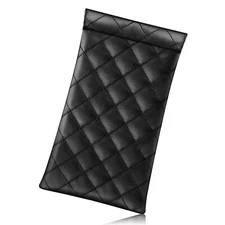 Eyeglasses Pouch with Cleaning Cloth, Portable Squeeze Top Vegan Leather Case