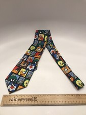 Looney Tunes Stamp Collection Silk Tie US Postal service Vintage 1997 Bugs Taz