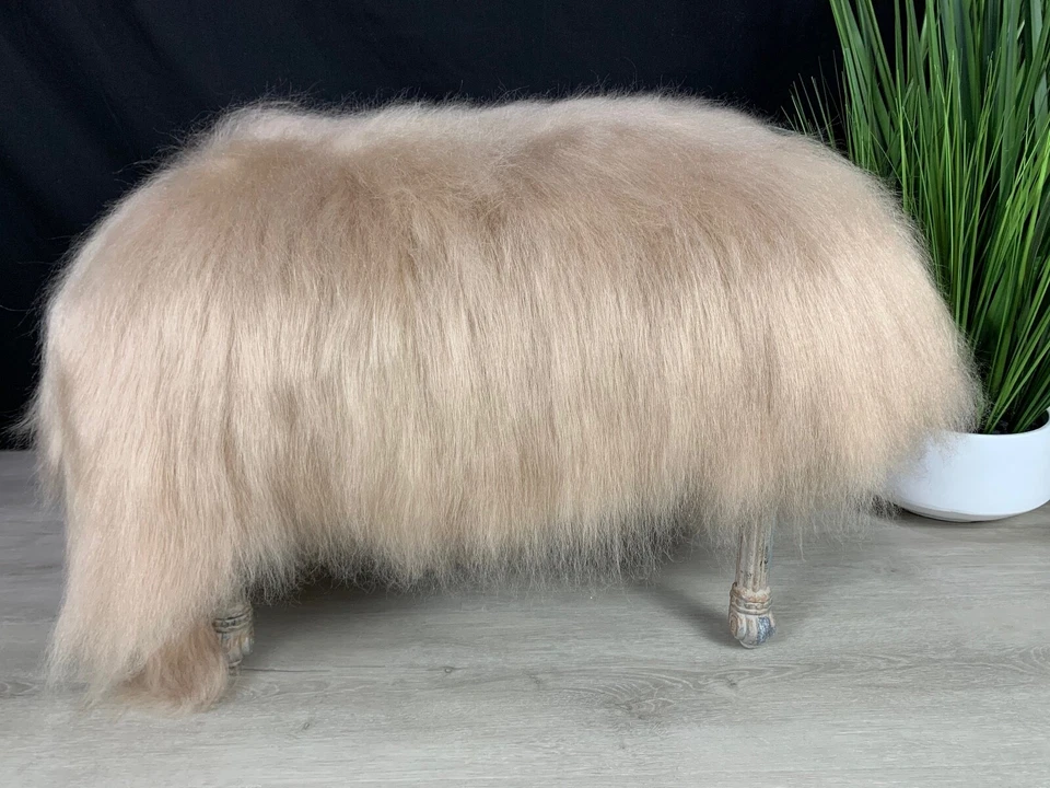 Alfombra de piel de oveja islandesa Cappuccino única de lujo cubierta de asiento de cuero genuino Foto 3 de 4