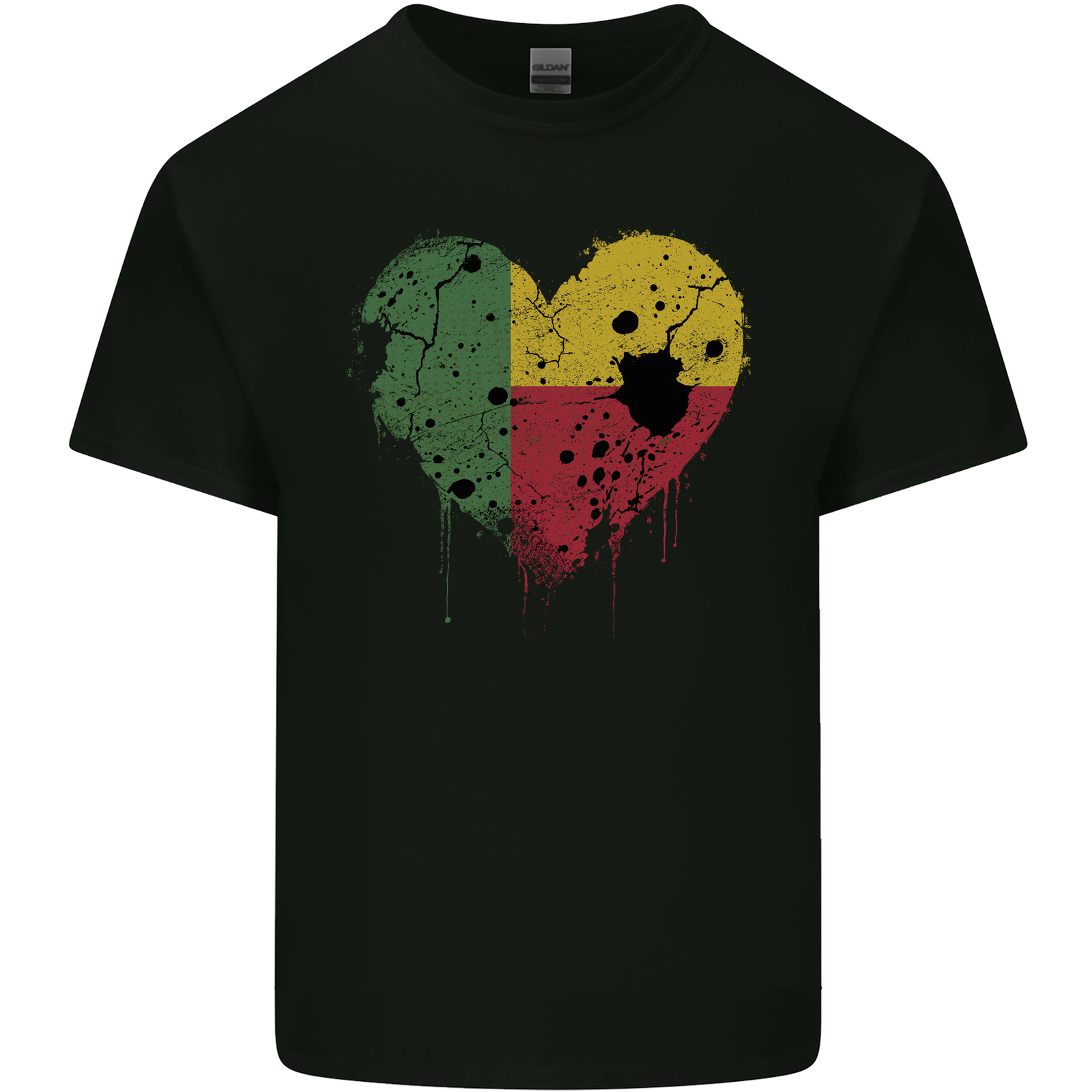 Love Benin Flag Beninese Day Football Mens Cotton T-Shirt Tee Top