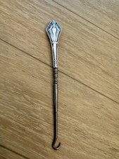 Antique Webster Sterling Silver Handle Button Hook w/ Foliage Design