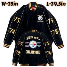 RARE SAMPLE Pittsburgh Steelers 4x Superbowl Champions Patch Varsity Jacket Sz L