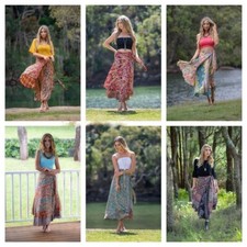 Vintage Silk 36 in Long Women Wrapron Skirt Cocktail Beach Party 20 PC