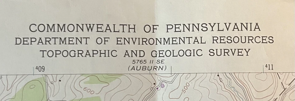 Mapa Cuadrángulo Geológico Topográfico Vintage Bernville Pennsylvania USGS 1974 Foto 4 de 4