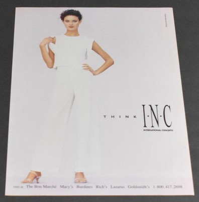 1997 Print Ad Fashion Long Legs Lady Heels Brunette INC Pants Smooth Beauty Art