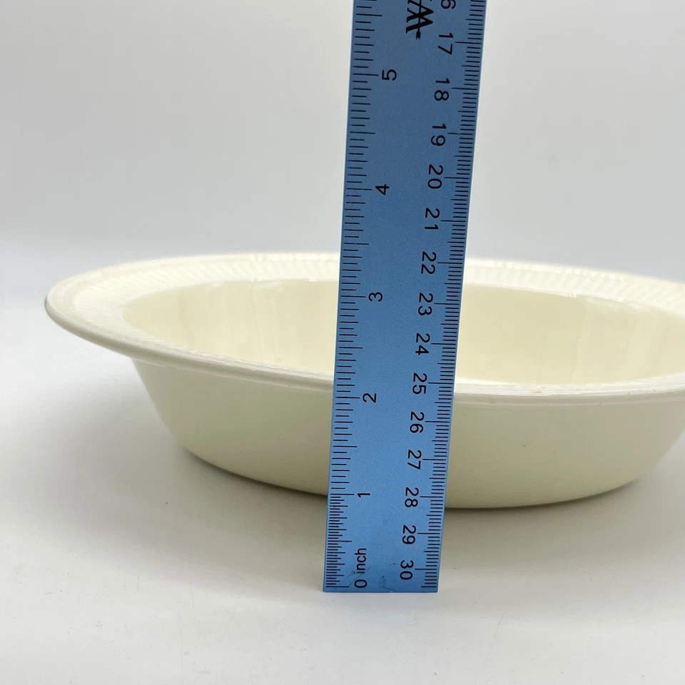 Cuenco ovalado para servir Wedgwood & Co. Etruria Edme Garlaston crema acanalado Inglaterra Foto 3 de 4
