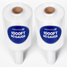 2 Pack of 5" Plastic Stretch Film Wrap with Handles 1000 Feet Each 500 Stretch