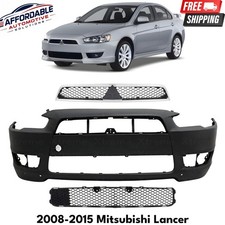 Front Bumper Cover Primed Grille Assembly Kit For 2008-2015 Mitsubishi Lancer Front Bumper Cover Primed Grille Assembly Kit For 2008-2015 Mitsubishi Lancer