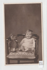 1 Year Old  Derek & TEDDY BEAR sitting on chair in 1931  SIDMOUTH Photographer