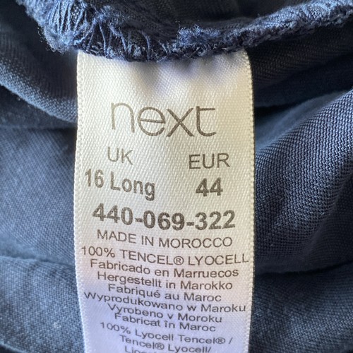 Ladies Navy Blue, 100% Lyocell, Embroidered Trousers Size 16 Long By NEXT - Picture 14 of 14