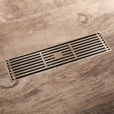12-Inch Linear Shower Drain Brass Antique Rectangular Bathroom Floor Drain St...