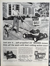 1962 Western Auto Wizzard Mower Original Vintage Advertisement Print Ad
