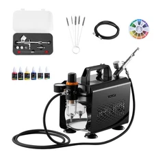 VEVOR Airbrush Kit Air Brush Kit 1/6 HP Air Compressor 1 Airbrush 3 Tips Paint