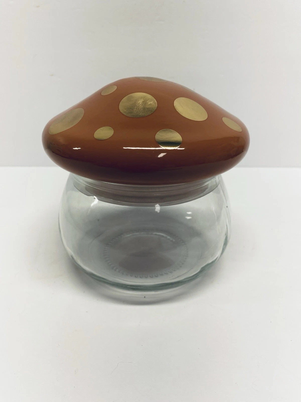 Target Canister Mushroom-Shaped Polka Dot Gold Accents Kitchen Bath