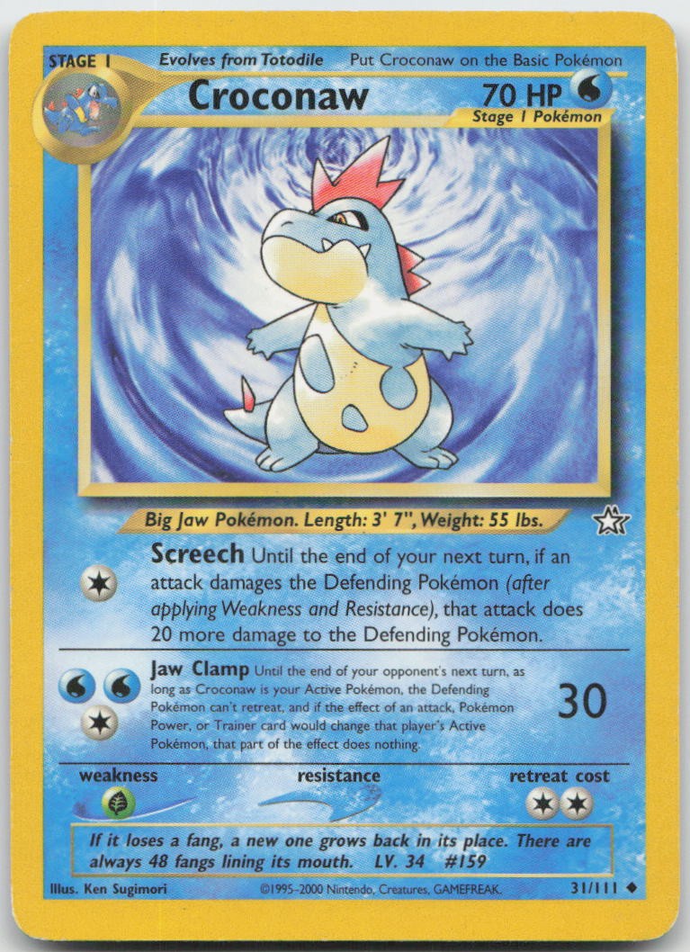 Croconaw 31/111 Uncommon Neo Genesis Pokemon TCG LP