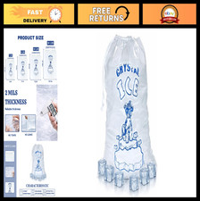 Plastic Ice Bags 20 Lb with Drawstring Closure - 250 Count Heavy-Duty Pack