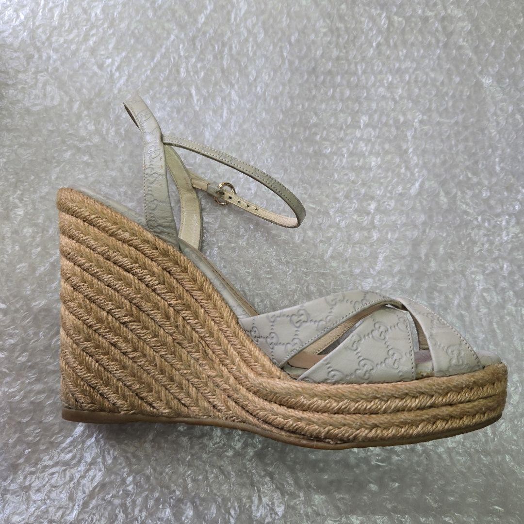 Gucci Cross Strap Mules Sandals Heels Beige Size 36.5 US About6.5 For Women thumbnail 11