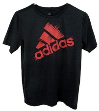 Adidas Red Logo Regular Fit Black T Shirt Youth Size L 14/16