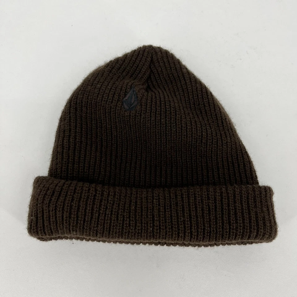 Volcom Knit Beanie Adult One Size Brown Fleece Lined Winter Cap - Image 3 of 4