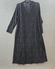 Vince Camuto Plus Size Lace Long-Sleeve Maxi Dress Women's 3X Black Zip Closure