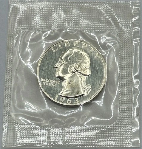 1963 Proof Washington Quarter - 90% Silver - U.S. Mint Cello