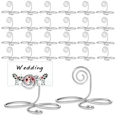 24 Pcs Place Card Holders Table Number Holders Silver Small Card Stands Displ...
