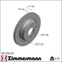 1X Zimmermann 150.1293.20 Bremsscheibe FüR Bmw Wiesmann 3 Z3 MF3 E36
