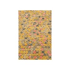 2' x 3' Amber Gold THE BUTTONS Sari Silk Hand Knotted Sample Mat Rug R76208