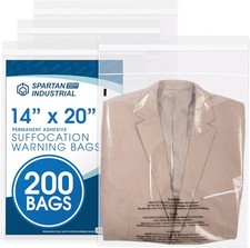 200 Count 14x20 Self Seal Clear Poly Bags