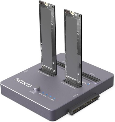 M.2 SSD Cloner 4-In-1 Hard Drive Cloner Duplicaotr,  Dual-Bay 20Gbps Nvme Reader