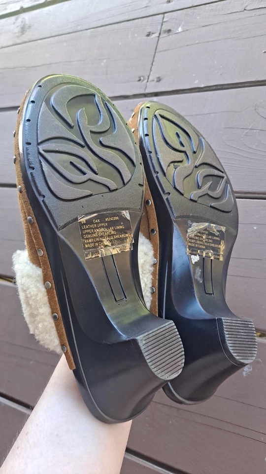 Isaac Mizrahi Tan Size 8M Women's Leather Genuine Shearling Oak Slip-On Mule - Изображение 4 из 4