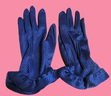 Vintage Women's Evening Gloves 6 1/2 6.5 1950's Kayser Vented Nylon Blue Glamour
