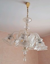 Leuchter Original Murano Barovier & Toso 6 Lichter  durchsichtig & Gold