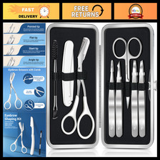 8-in-1 Eyebrow Shaping Kit with Tweezers, Scissors, Razor, Brush Travel Bag