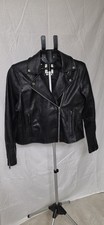 Abercrombie And Fitch Black Vegan Leather Womens Motorcycle Jacket Sz Large