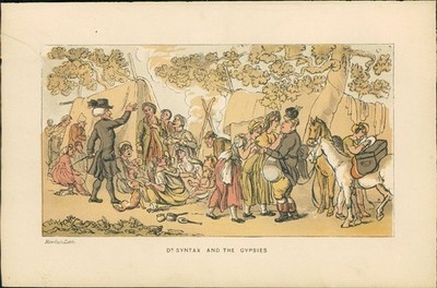 Lithographie : Dr. Syntax and the Gypsies. (Illustration zu ''Doctor Syntax's Thr