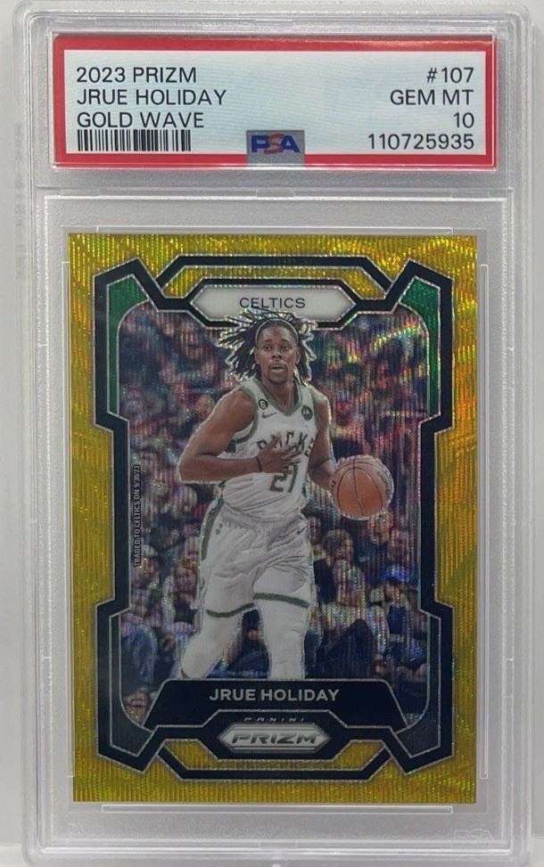 2023 PANINI PRIZM GOLD WAVE #107 JRUE HOLIDAY #5/10 PSA 10 GEM SP SSP