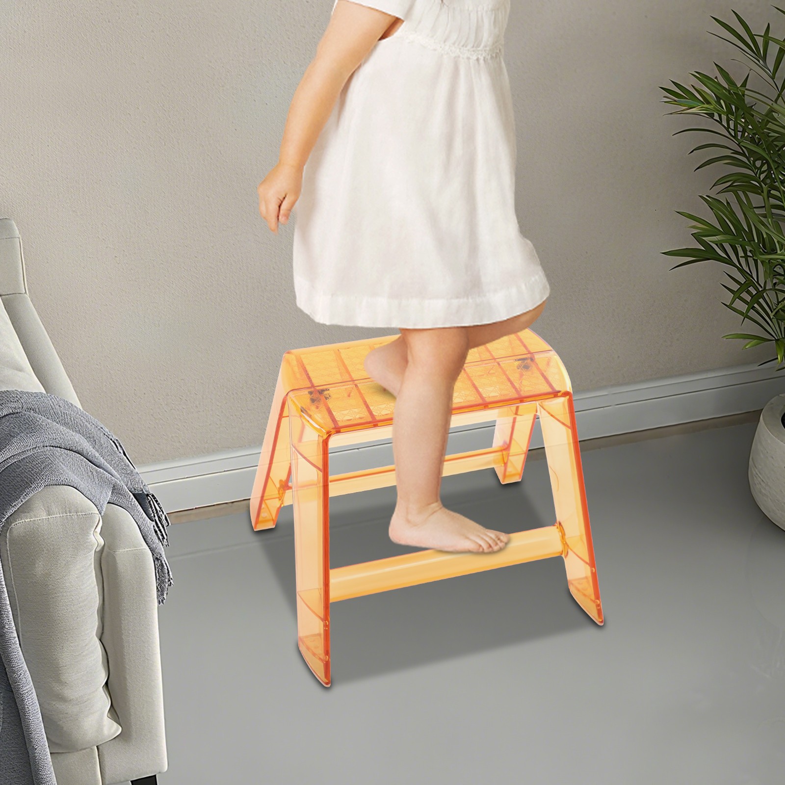 Protable Step Ladder, Step Stool for Adults, Clear Stool for Library Kitchen