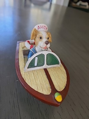 Trinket Box ''Ahoy Dog Driving Boat'' Vintage Vandor 1997
