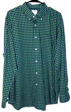 Men's Blue/Green/White Plaid Long Sleeve Button Up Shirt by LL Bean-Size LG-Reg.