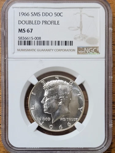 1966 SMS DDO 50C Half Dollar NGC MS 67 Double Profile #AB991