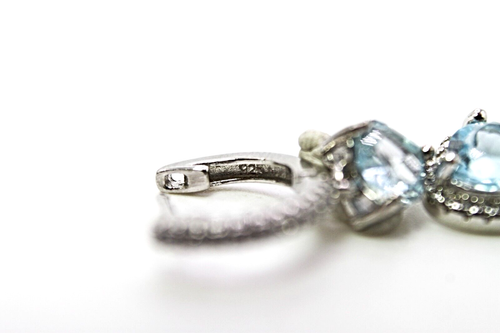 Silver Earrings Topaz Heart Cut Genuine Natural Mined Gems Solid Sterling - Picture 10 of 24