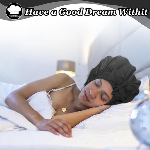 Silk Satin Hair Bonnet for Sleeping - Bonnets for Braids Black Women Curly Hair - Picture 7 of 11