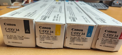 OEM Canon C-EXV 34 Toner Job Lot Cyan Magenta Yellow Black 55pcs in total - Afbeelding 2 van 2
