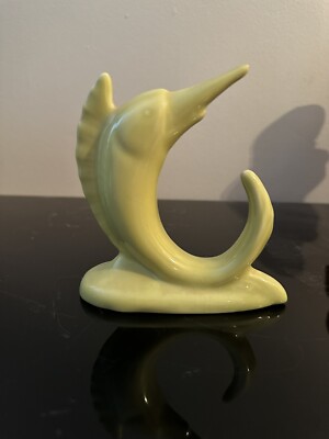 Vintage Yellow Ceramic Swordfish Figurine 4-1/2''H