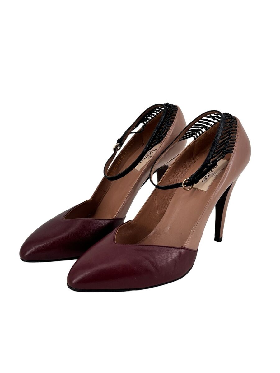 Valentino Scarpe Cerise Red Oxblood Beige Black Strap Heels Valentino Scarpe Cerise Red Oxblood Beige Black Strap Heels