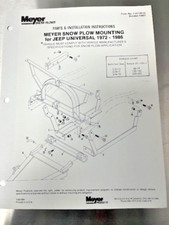 Parts Installation Instructions Meyer Snow Plow Mounting For Jeep 1972-1986 Parts Installation Instructions Meyer Snow Plow Mounting For Jeep 1972-1986