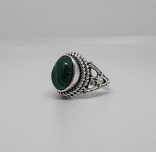 Natural Malachite 925 Sterling Silver Statement Ring