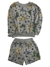Jurassic World Infant  Toddler Boys Gray Dino Outfit Shorts Sweatshirt Set 12m