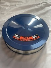 Fits 351 Ford Air Cleaner White Filter 14x3 Ford Blue Steel Air Cleaner Decal
